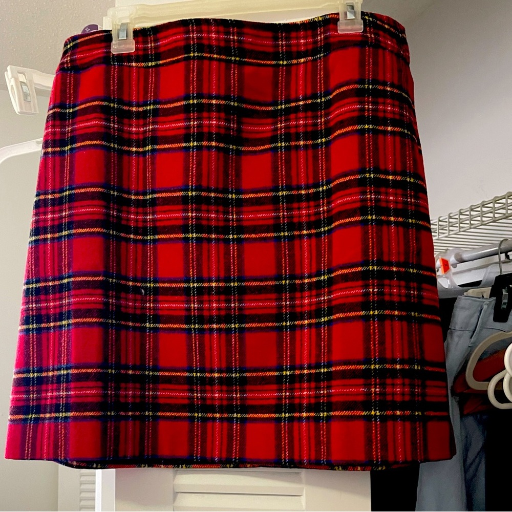 Plaid Red Wool Skirt